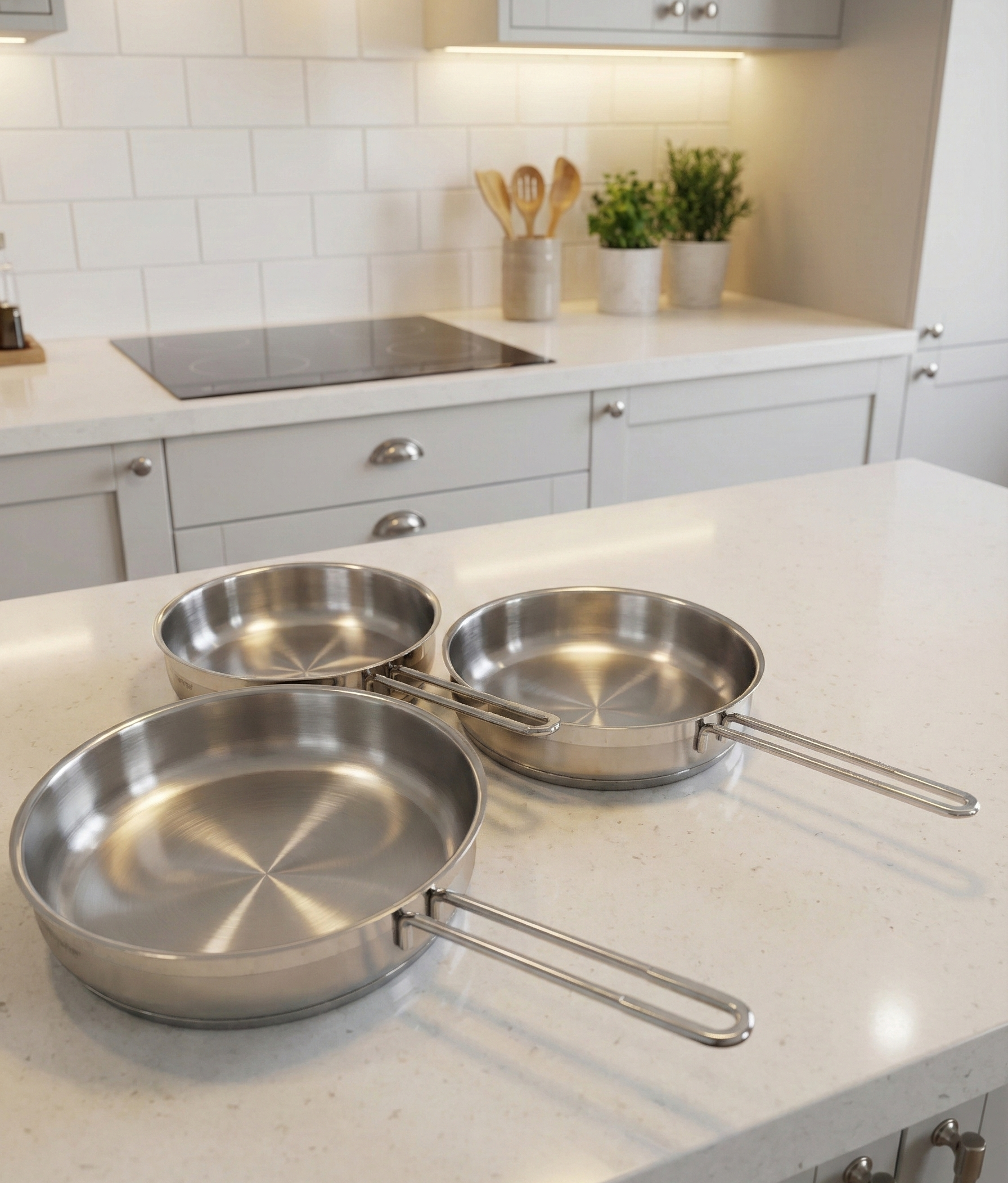 طقم مقالي هاشفير التركية (Hascevher) - اينوكس 18/10 الأصلي (3 قطع)